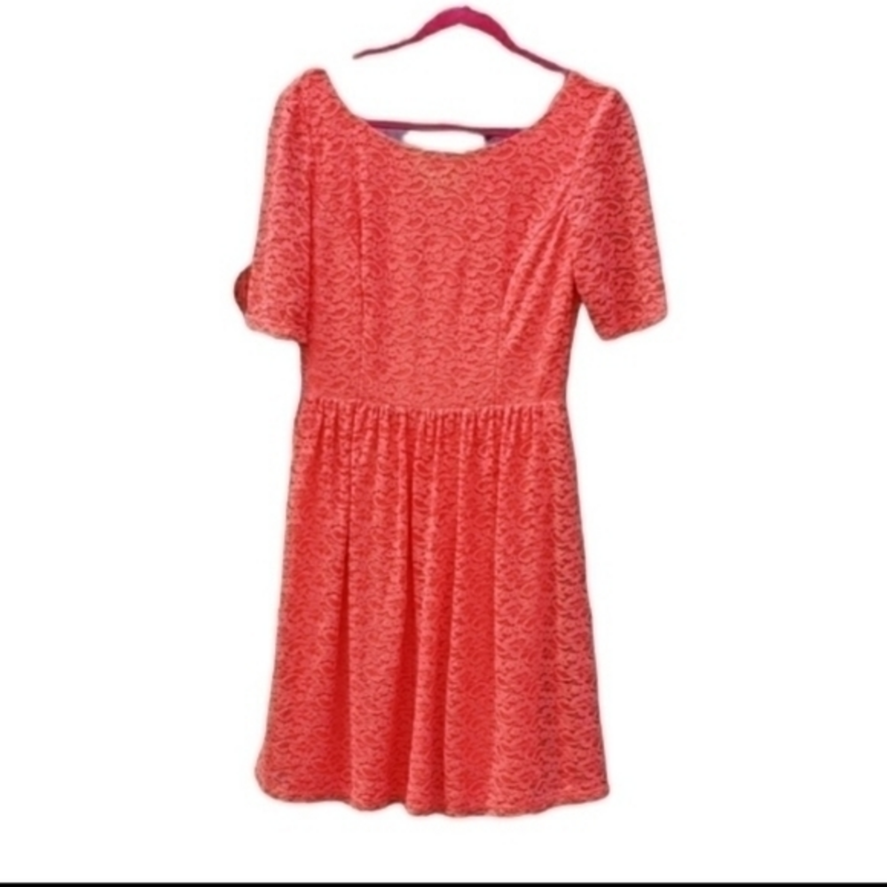 Jessica Simpson Coral Scoop Lace Mini Cocktail Dress Size 10